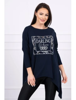 Milá tunika s tmavomodrou potlačou S/M - L/XL