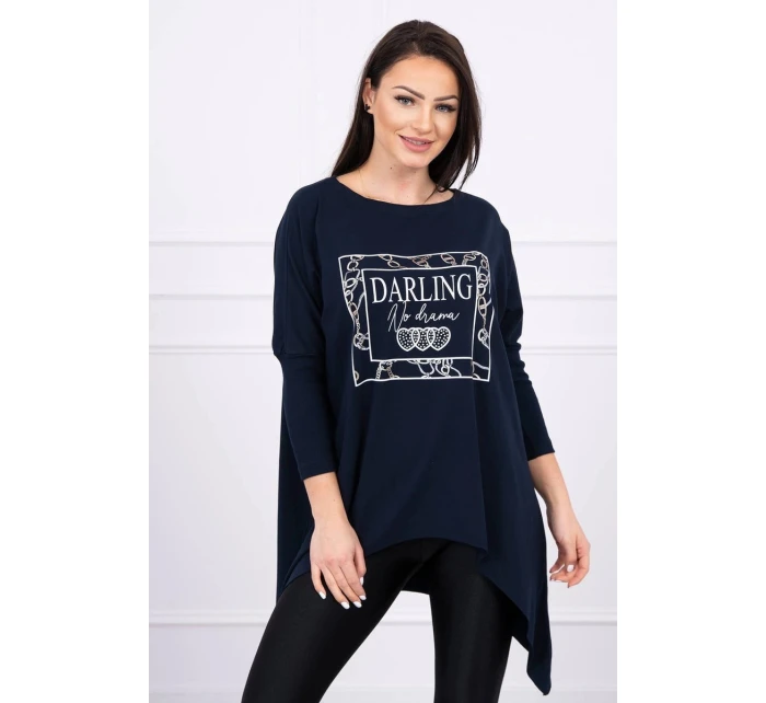 Milá tunika s tmavomodrou potlačou S/M - L/XL