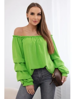 Španělská halenka s ozdobnými rukávy jasně zelená