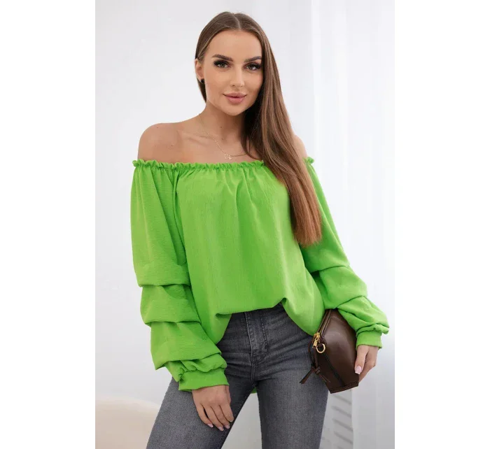 Španělská halenka s ozdobnými rukávy jasně zelená Španělská halenka s ozdobnými rukávy jasně zelená
