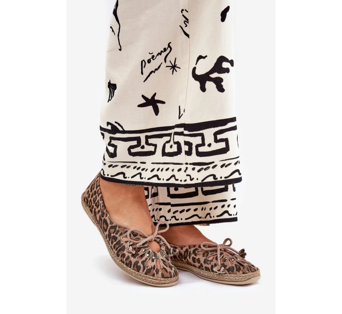 Płaskie Baleriny Z Naturalnej Skóry Panterka Zazoo 10179 Brązowe