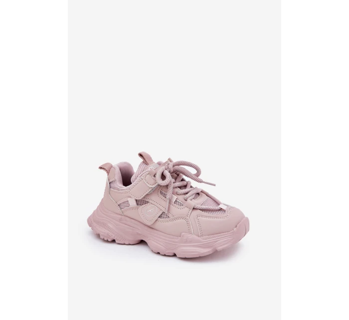 Sneakersy Dziecięce Na Platformie Różowe Hanomess