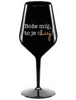 BOŽE, MÔJ BOŽE, TO JE CHUJ - čierny nerozbitný pohár na víno 470 ml BOŽE, MÔJ BOŽE, TO JE CHUJ - čierny nerozbitný pohár na víno 470 ml