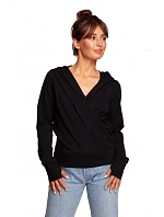 Zavinovací sveter s kapucňou B246 čierny - BeWear