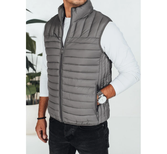 Pánska prešívaná tmavosivá vesta FashionStreet TX5081