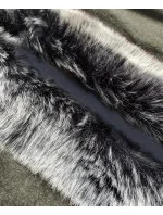 Dlouhá vesta v khaki barvě s kožešinou model 15841132 - Mar&Go