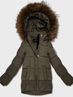 Péřová bunda v barvě khaki s kapucí model 21818047 - HAPPY HOUSE