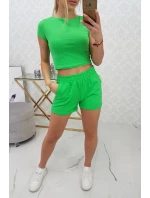 Bavlnená súprava s kraťasmi svetlo zelená