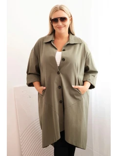 Dámska bunda Punto Plus Size s bavlnou a gombíkmi Khaki