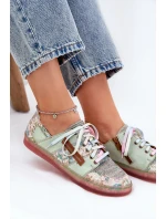 Skórzane Półbuty Damskie Maciejka 06791-09 Jasnozielone