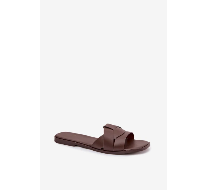 Dámské ploché pantofle s pásky Čokoládové Marissae Dámské ploché pantofle s pásky Čokoládové Marissae