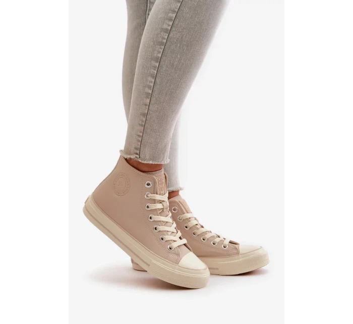 Dámske zateplené tenisky z eko kože Beige Big Star