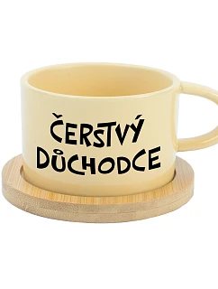 ČERSTVÝ DŮCHODCE - žlutý hrníček makronka 200 ml