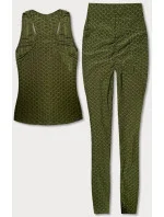 Športový komplet v olivovej farbe - top a legíny (YW88037-7)