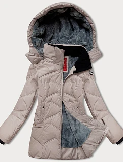 Dámska zimná bunda s odnímateľnou kapucňou LHD light beige (LHD-24577)