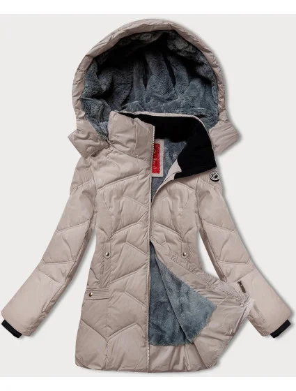 Dámska zimná bunda s odnímateľnou kapucňou LHD light beige (LHD-24577)