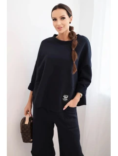 Dámska tepláková súprava zo silnejšieho materiálu so širokými nohavicami granátová