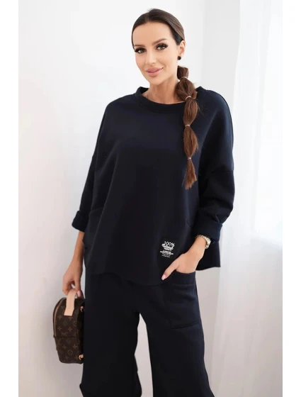 Dámska tepláková súprava zo silnejšieho materiálu so širokými nohavicami granátová Dámska tepláková súprava zo silnejšieho materiálu so širokými nohavicami granátová