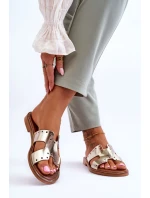 model 21617412 Dámské žabky s ozdobnými výřezy Zlaté - Zazoo