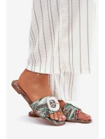 Płaskie Klapki Damskie Z Ozdobną Klamrą Multikolor Clariola Płaskie Klapki Damskie Z Ozdobną Klamrą Multikolor Clariola