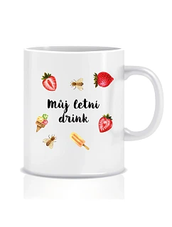 Personalizovaný klasický biely keramický hrnček s objemom 300 ml s letnou kombináciou