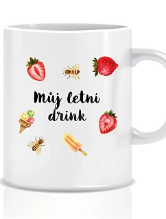 Personalizovaný klasický biely keramický hrnček s objemom 300 ml s letnou kombináciou