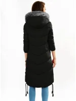 Černá dlouhá zimní bunda s kapucí model 21241716 - Libland