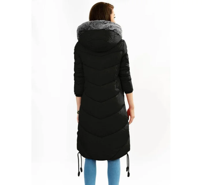 Černá dlouhá zimní bunda s kapucí model 21241716 - Libland