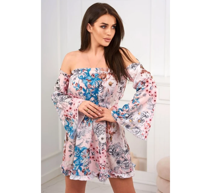 model 18746616 květinové šaty pudrově růžové - K-Fashion model 18746616 květinové šaty pudrově růžové - K-Fashion