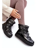 Dámské sněhule na platformě s mašlí černé model 21641625 - Boto