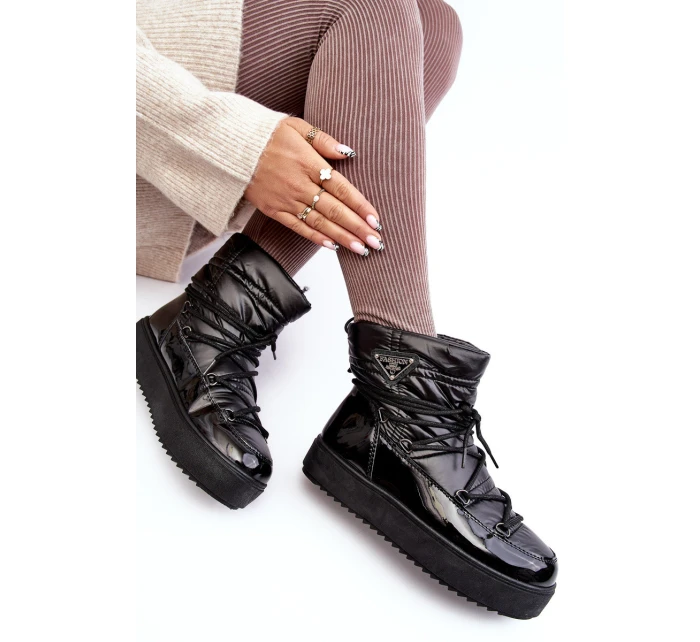 Dámské sněhule na platformě s mašlí černé model 21641625 - Boto