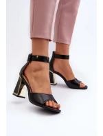 Elegantní černé dámské sandály na podpatku model 21657902 - EVENTO