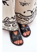 Lesklé Dámské Sandály S Dekorací Plné Černé model 21686853 - Boto