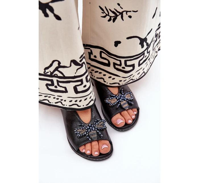 Lesklé Dámské Sandály S Dekorací Plné Černé model 21686853 - Boto