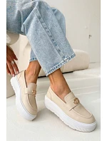 Kožené dámské mokasiny na platformě Vinceza Béžové