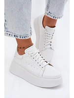 Kožené dámské tenisky na platformě Zazoo N408S2 bílé