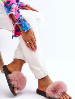 Dámske gumové papuče s kožušinou Pink Lucrece