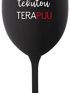 I NEED LIQUID THERAPY - čierny pohár na víno 350 ml