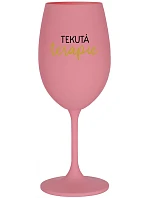 TEKUTÁ TERAPIE - růžová sklenice na víno 350 ml