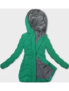Zelená dámská zimní bunda s kožešinovou podšívkou model 21246459 - LHD