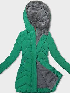 Zelená dámska zimná bunda s kožušinovou podšívkou (LHD-23023)