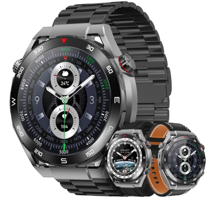 + černý silikonový řemínek + černá ekokůže model 21805547 - VELTORI + černý silikonový řemínek + černá ekokůže model 21805547 - VELTORI