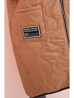 Dámske Plus veľkosť prešívaná vesta s kapucňou na zips Camel