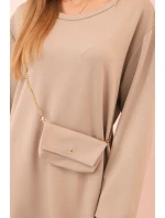 Dámská viskózová sukýnka Plus Size s model 21232413 na řetízku tmavě béžová - K-Fashion