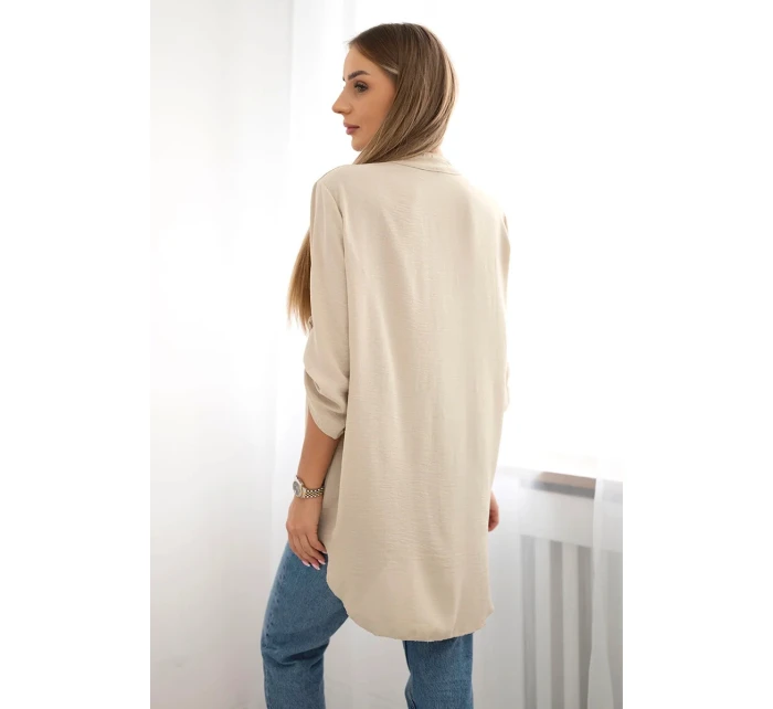 Blúzka s predĺženým zadným dielom tmavobéžová