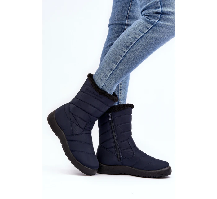 Wysokie Damskie Ocieplane Śniegowce Granatowe Luxina Wysokie Damskie Ocieplane Śniegowce Granatowe Luxina