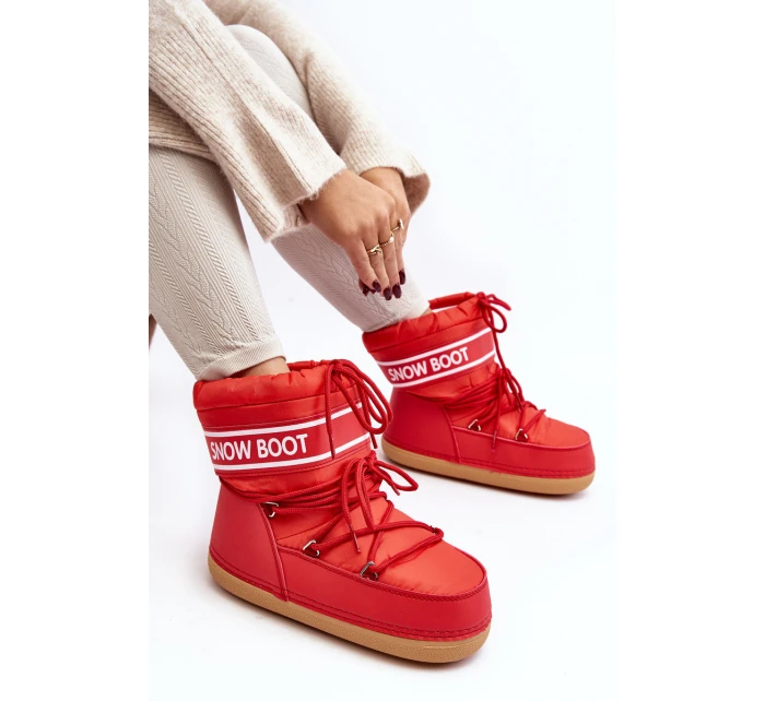 Damskie Wiązane Śniegowce Czerwone Soia