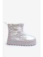 Śniegowce Damskie Na Masywnej Platformie Srebrne Fionia Śniegowce Damskie Na Masywnej Platformie Srebrne Fionia