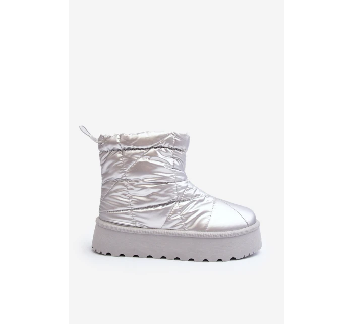 Śniegowce Damskie Na Masywnej Platformie Srebrne Fionia Śniegowce Damskie Na Masywnej Platformie Srebrne Fionia