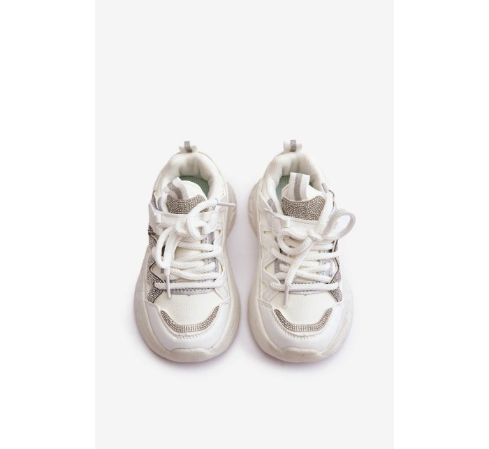 Dětské tenisky se zirkony bílé model 21672916 - Boto Dětské tenisky se zirkony bílé model 21672916 - Boto